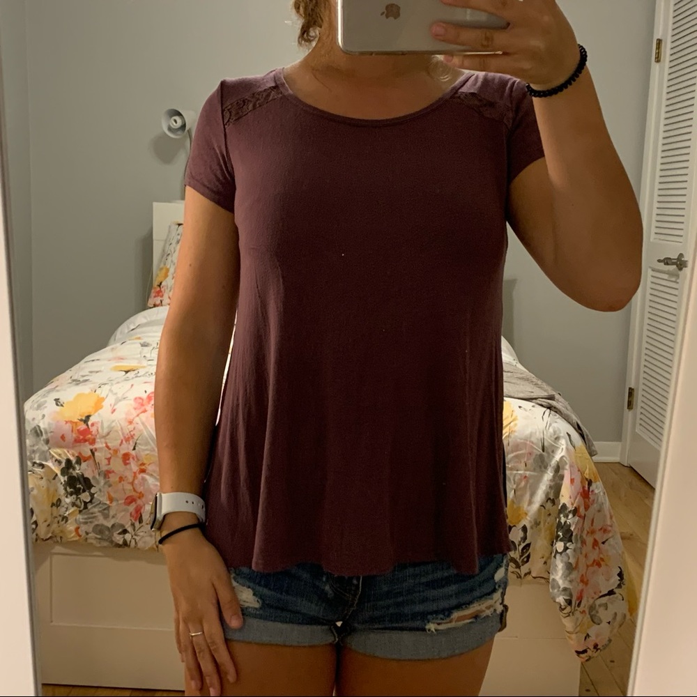 Top with lace back cutout